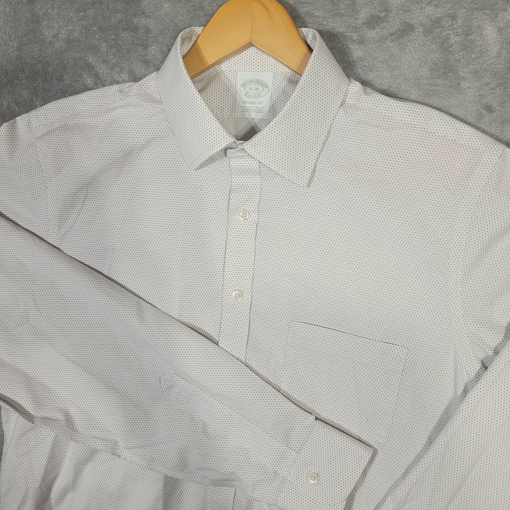 Brooks Brothers Shirt Mens 16-36 Milano Fit Supima Stretch Dot Button Up